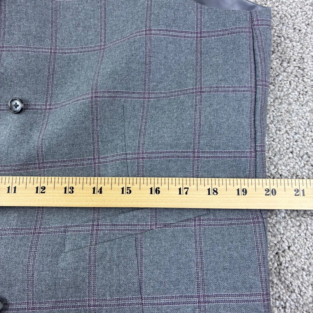 Paul Fredrick Vest Mens 42 Gray Windowpane Wool Double Breasted Shawl Lapel - Picture 5 of 10
